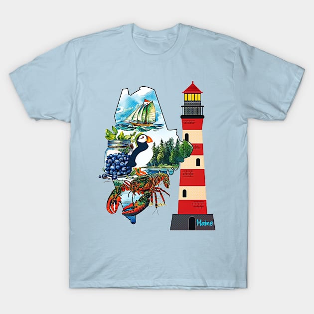 The State Of Maine T-Shirt by Korey Watkins